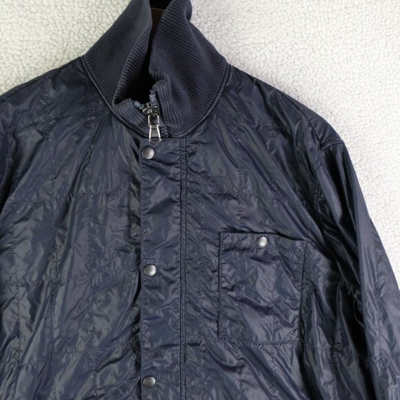 John Varvatos Jacket Mens Extra Large Blue Satin Snap Lightweight Bomber Sporty - Picture 2 of 8